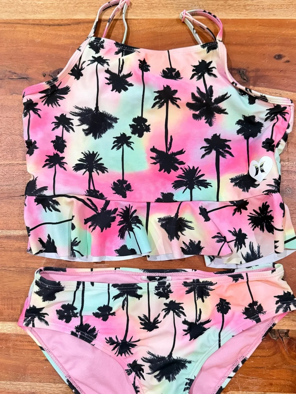 8LOT: Colorful Mixed Girls' Swimwear Bundle - Tropical & Floral Prints size 7/8